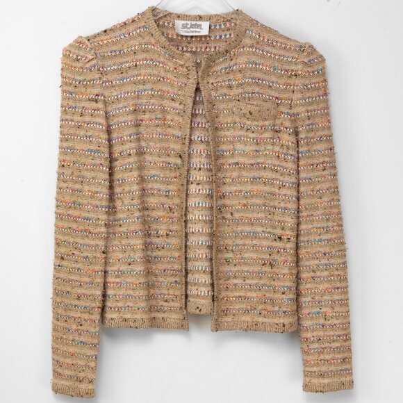 St. John Sweaters - Vintage St. John Cardigan 1980s Sweater Saks Fifth Avenue Knit Multicolor Tan XS